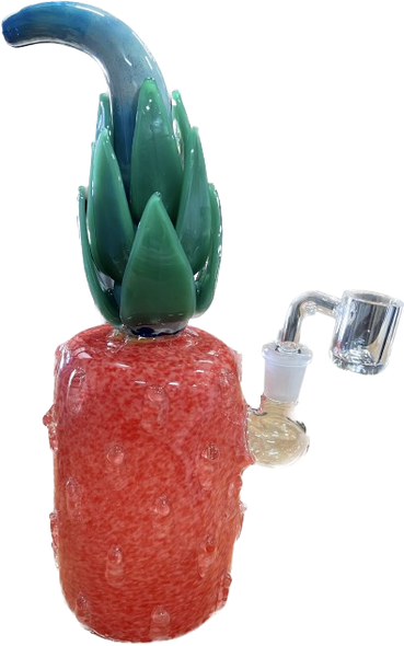 11" PINEAPPLE CURVED NECK WATER PIPE W/14MM BOWL ASST. COLORS