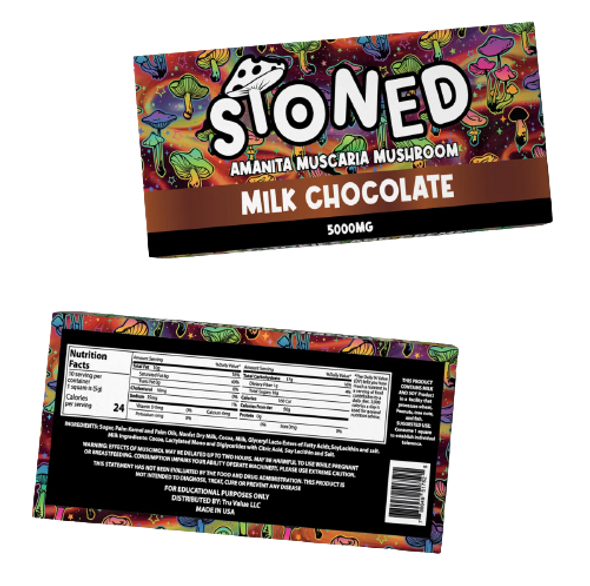 STONED AMANITA MUCARIA MUSHROOM CHOCOLATE BAR 10CT/PK 5000MG