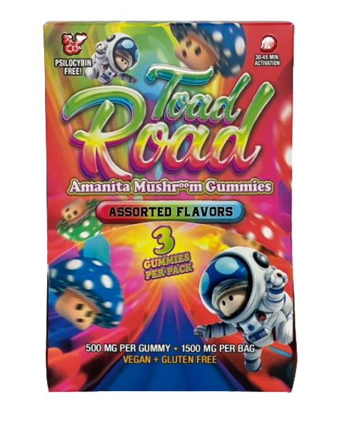 TOAD ROAD VARIETY AMANITA GUMMIES 1500MG/PK 3CT/PK 20PK/DISPLAY