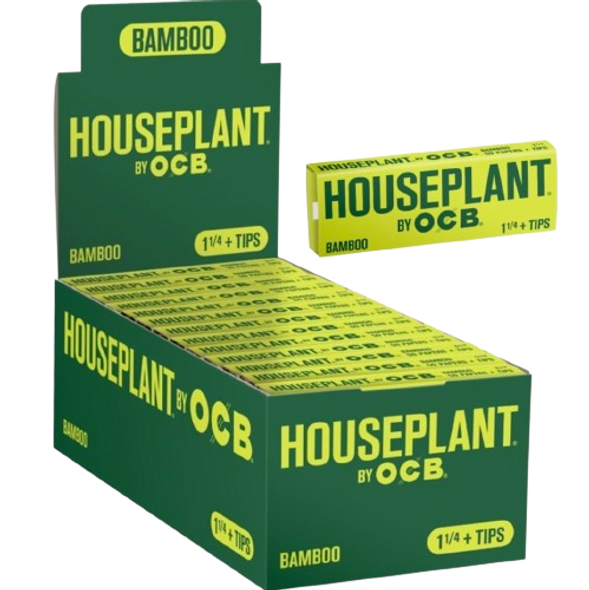 HOUSEPLANT BY OCB 1 1/4 ROLLING PAPERS + TIPS 50CT/PK 24PK/DISPLAY