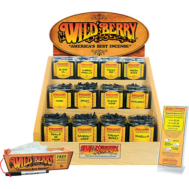  WILDBERRY BACKFLOW CONE KIT - 12 FRAGRANCES WITH DISPLAY 