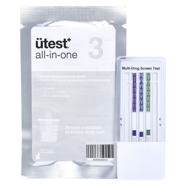 UTEST ÜTEST 3 PANEL DRUG TEST THC/COC/MET 1CT 