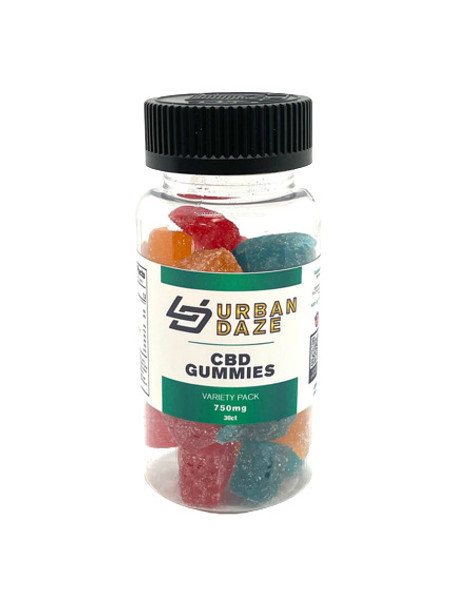  URBAN DAZE CBD GUMMIES VARIETY JAR 30/PK. 750MG 