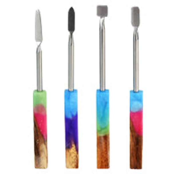  WOOD & COLOR MELT ACRYLIC DAB TOOLS W/ SS TIPS 6" - 4CT. 
