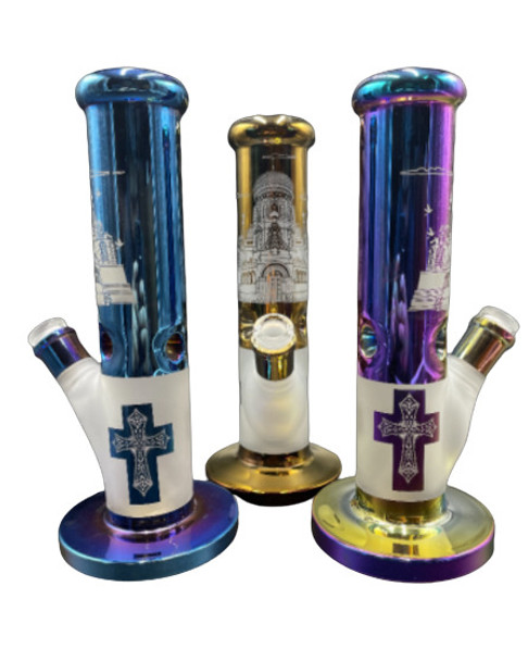  ELECTRO PLATED WATER PIPE BLESSED  W/ 14MM BOWL 