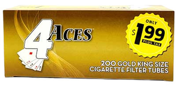  4 ACES GOLD CIGARETTE TUBES 200CT. | 5 CARTONS/PK 