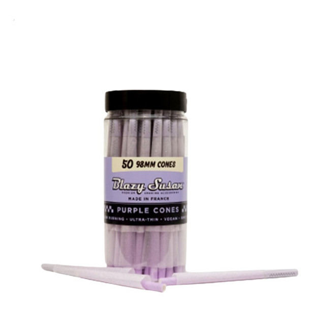  BLAZY SUSAN PURPLE PRE-ROLLED 98MM CONES 50CT/JAR 