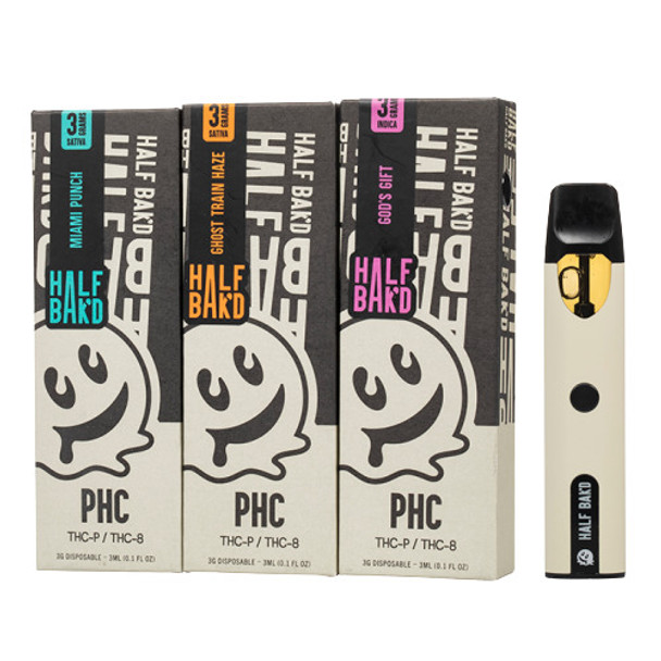  HALF BAK'D PHC/THC-P/THC-8 3G DISPOSABLE 5CT/DISPLAY 