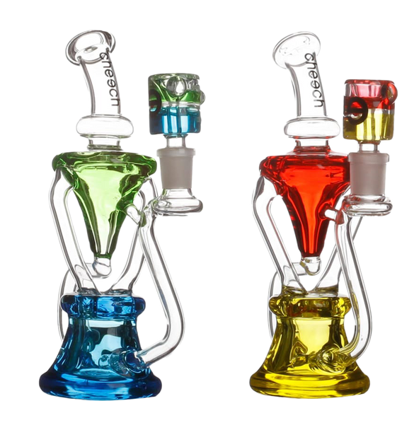 CHEECH 8" GLYCERIN 2 TONE RECYCLER WATER PIPE W/ 14MM BOWL