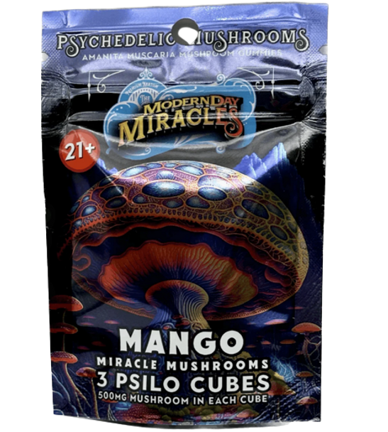 MODERN DAY MIRACLES AMANITA MUSCARIA PSYCHEDELIC MUSHROOM GUMMY CUBES 1500MG/3PC/POUCH