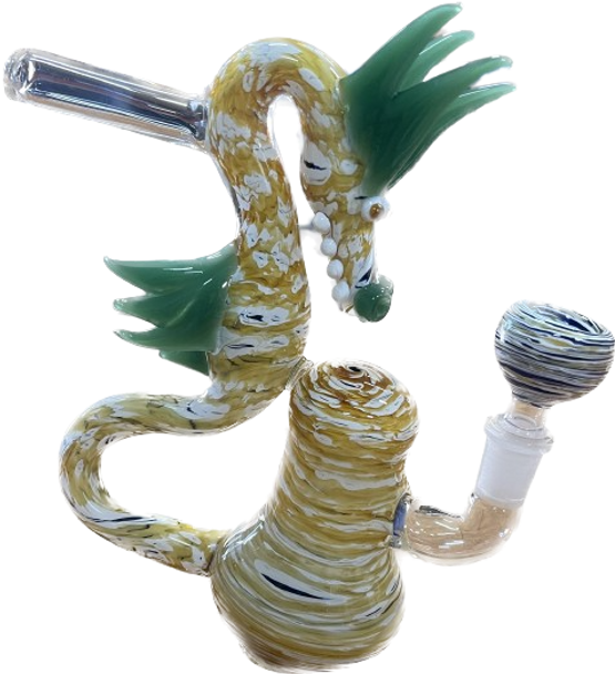 8" GLASS SEAHORSE BUBBLER