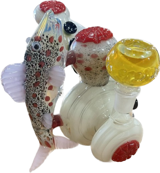 7" FISH WATER PIPE W/14MM BOWL