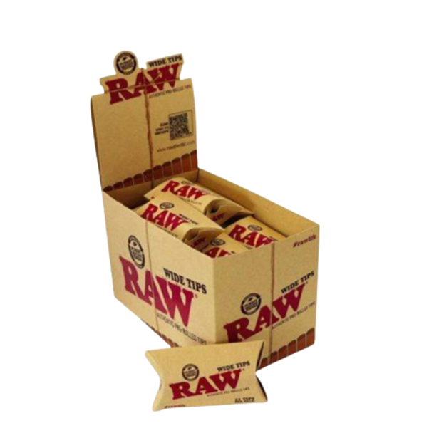 RAW PRE-ROLLED WIDE TIPS 21 TIPS/PK [20PK/BOX]