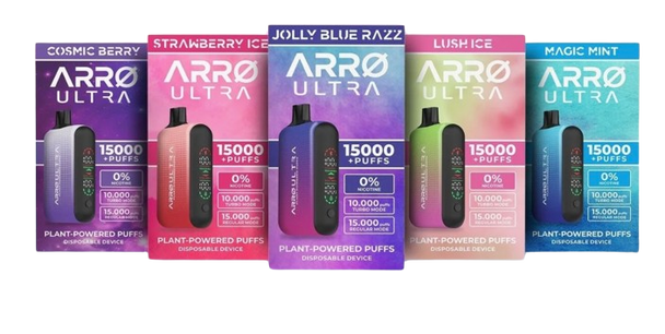 ARRO ULTRA ZERO NICTOINE 15K PUFF DISPOSABLE VAPE 5CT/PK