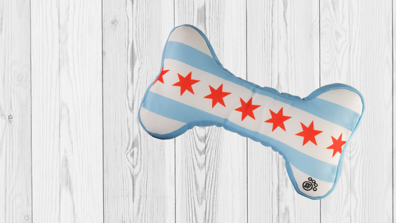 Chicago Flag Bone Dog Toy