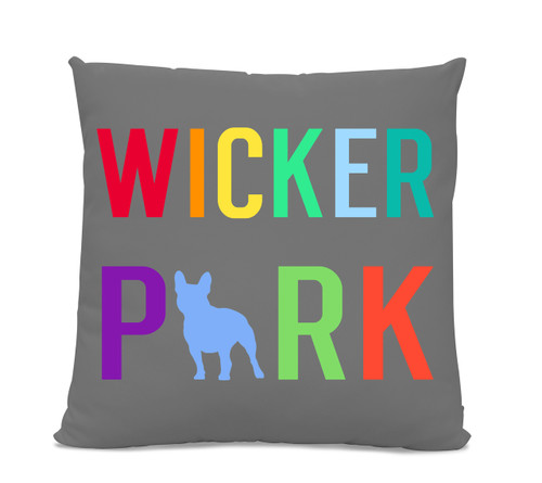 Wicker Park French Bulldog Gray Pillow