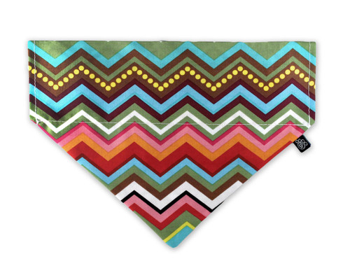 Rainbow Chevron Slip-On Dog Bandana