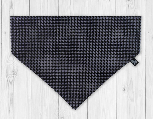 Black and Grey Houndstooth Slip-On Dog Bandana