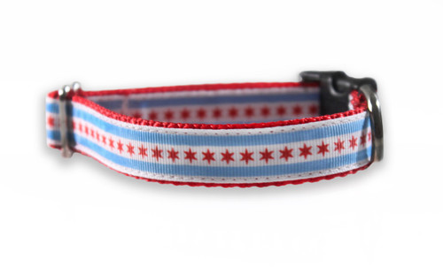 Chicago Flag Red Dog Collar