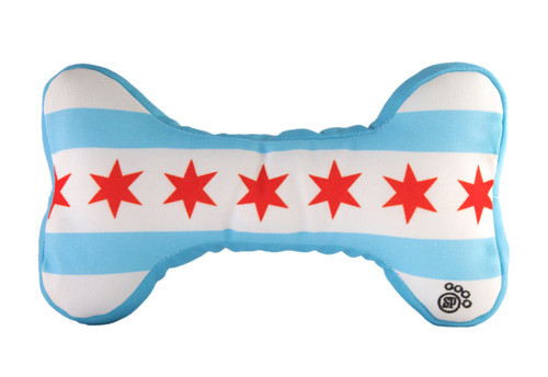 Chicago Flag Bone Dog Toy