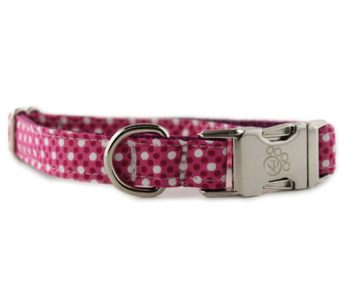 Raspberry Tiny Dot Dog Collar