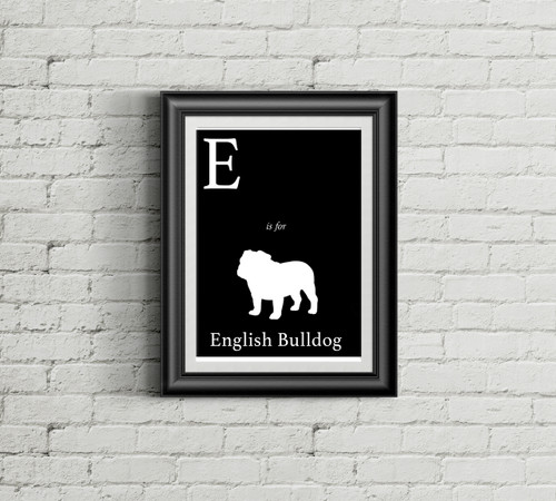 E is for English Bulldog Alphabet Art Print
