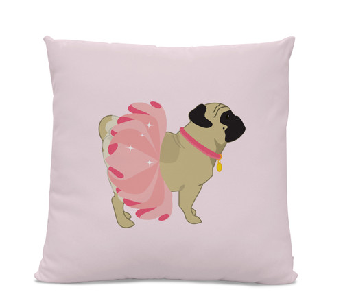 Pug in Pink Tutu Pillow