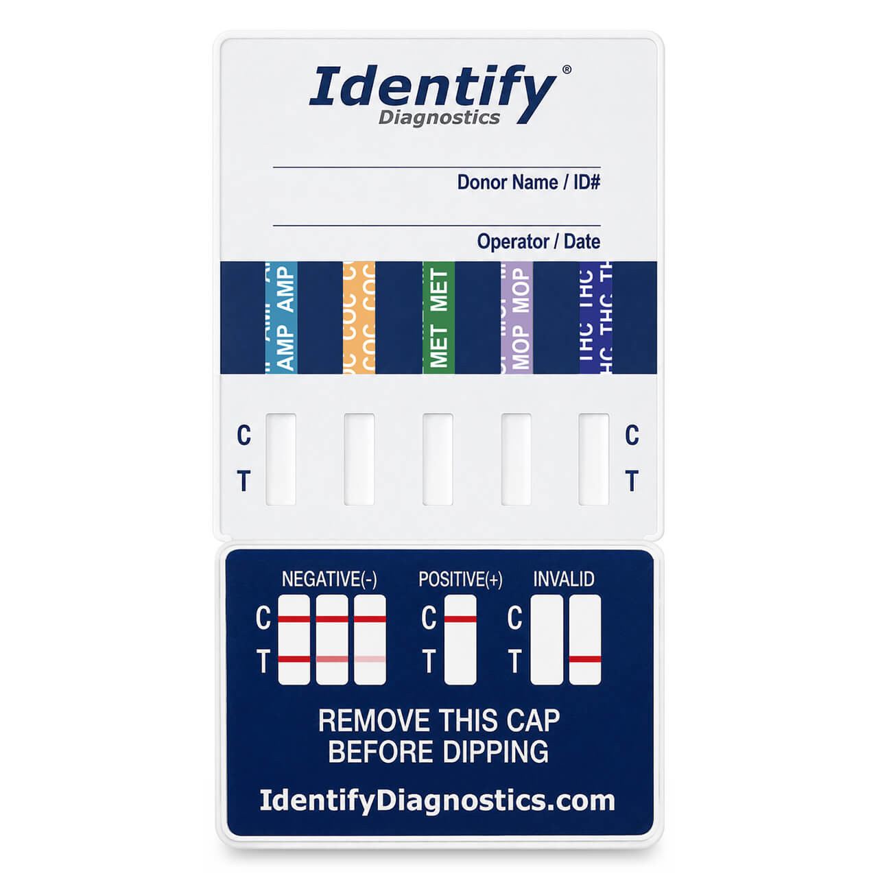 Identify Diagnostics 5 Panel Drug Test Dip Card - CLIA Waived - 25