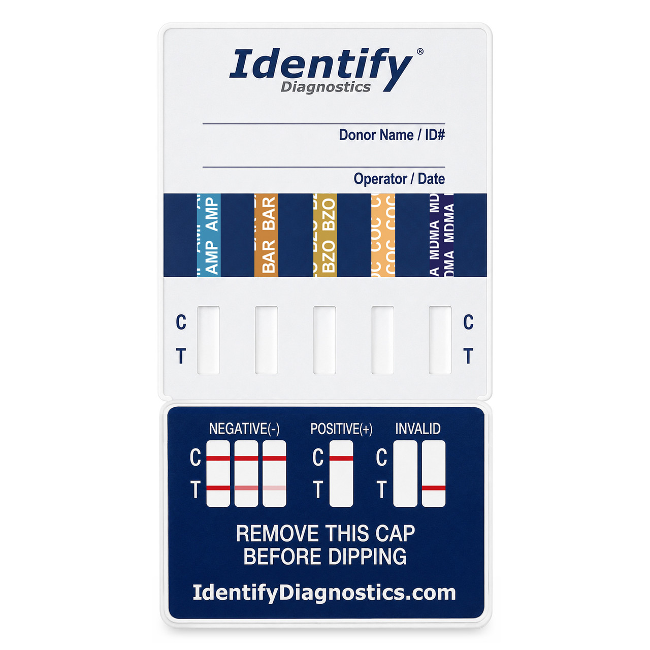 Identify Diagnostics 10 Panel Drug Test Dip Card - CLIA Waived - 25