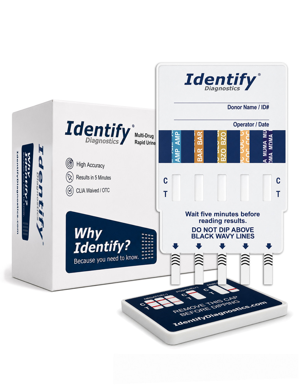 Identify Diagnostics 10 Panel Drug Test Dip Card - CLIA Waived - 25