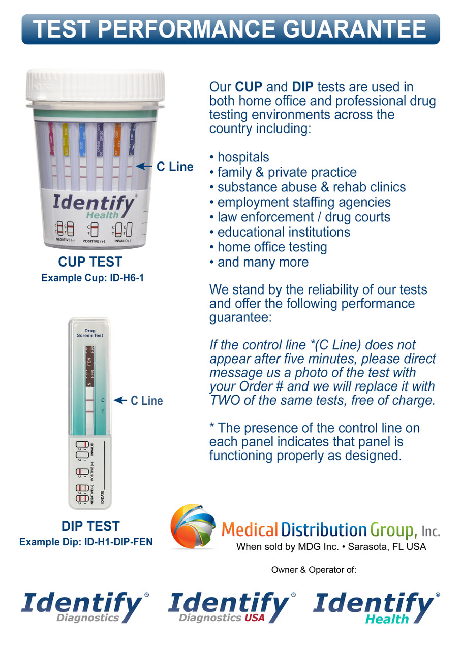 Identify Health 16 Panel Drug Test Cup with FEN Fentanyl, ETG, K2, TRA, 6  Adulterations