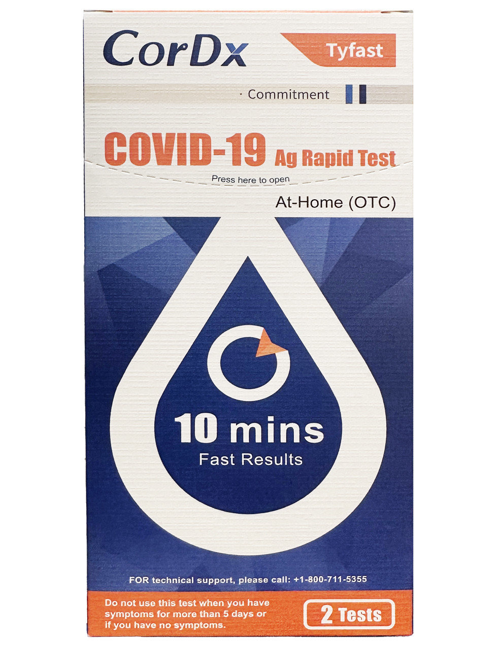 CorDx COVID-19 At Home Rapid Nasal Swab Test - 2 Tests Per Box