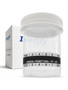 Sterile Urine Collection Specimen Cups 90ML by Identify Health - Graduation Scale, Screw Lid - COVER IMAGE