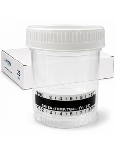 Sterile Urine Collection Specimen Cups 90ML by Identify Health - Graduation Scale, Screw Lid - COVER IMAGE