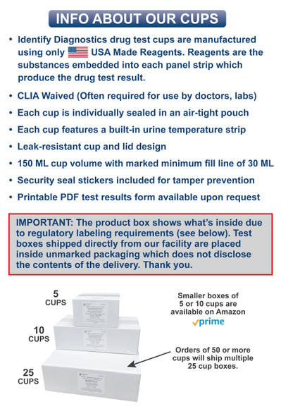 Identify Diagnostics 12 Panel Drug Test Cup  with BUP and Adulterations - INFO