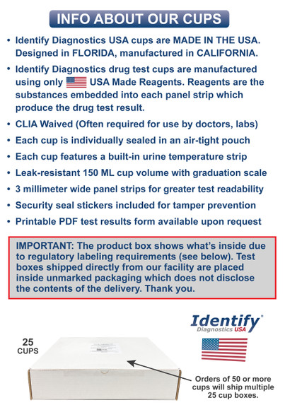 Identify Diagnostics Made In USA 6 Panel Drug Test Cup - INFO