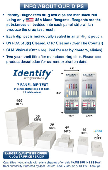 Identify Diagnostics 7 Panel Drug Test Dip with Adulterations - DIP FACTS INFO - Medical Distribution Group