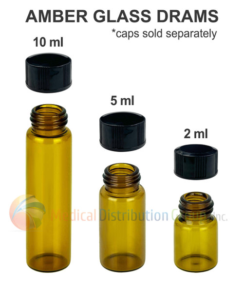 Amber Glass Dram Vials Information - Liquid Bottles Only - Medical Distribution Group