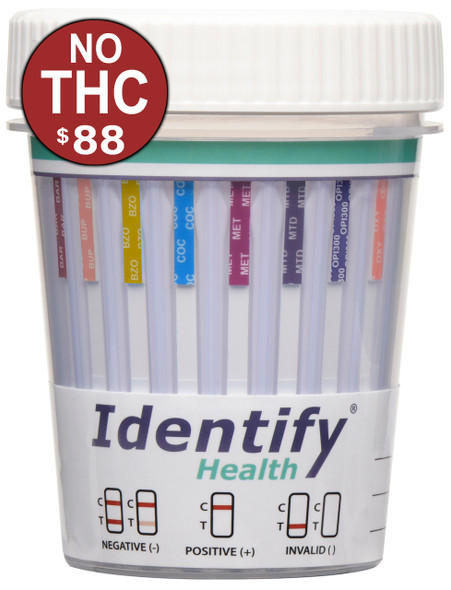 Identify Health  - 9 Panel Drug Test Cup with NO THC - CLIA Waived, OTC Cleared - NOV 2022