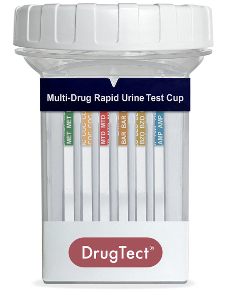 Flat Face 18 Panel Drug Test Cup with CLIA WAIVED Fentanyl Tramadol 6-MAM Panels - DrugTect - COVER
