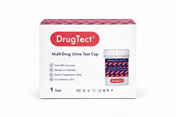 18 Panel Drug Test Cup with CLIA WAIVED Fentanyl, Tramadol, 6-MAM - DrugTect Flat Face- 1 Pack