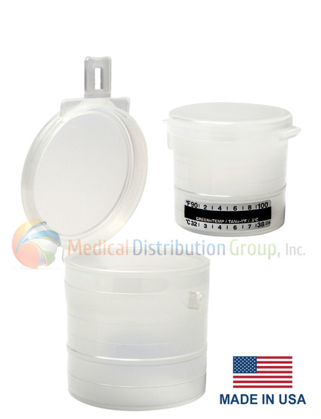 Snap Lid Urine Collection Cups 90 ML non sterile - Flip Top with hinged latch - Capitol Vial - Made in USA