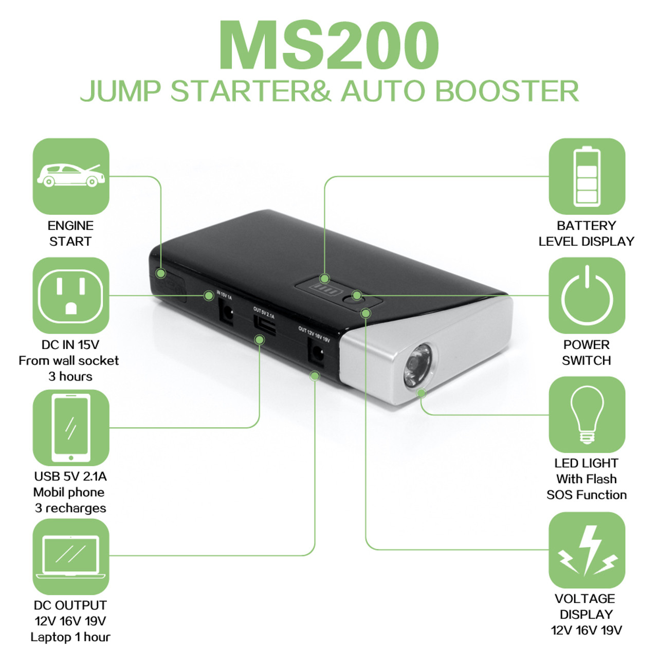 12v 16800mah Portable Voiture Jump Starter Pack Booster Chargeur Batterie  Power Bank