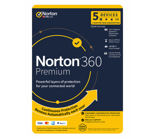 Norton Security 360 Premium 1 Year 5 Devices