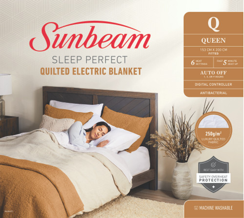 Sunbeam Sleep Perfect Quilted Electric Blanket Queen BLQ6451