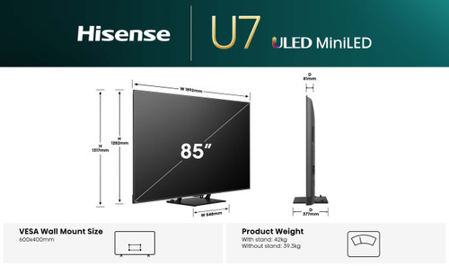 Hisense 85" U7QNZ Mini-LED 4K QLED TV (2025) 85U7QNZ