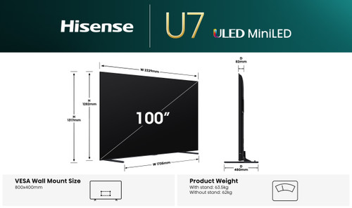 Hisense 100" U7QNZ Mini-LED 4K QLED TV (2025) 100U7QNZ