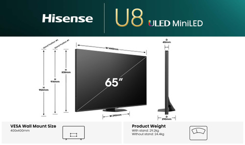 Hisense 65" U8QNZ Mini-LED Pro 4K QLED TV (2025) 65U8QNZ