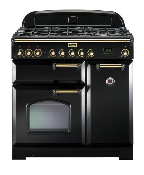 Falcon Classic Deluxe 90cm Dual Fuel Range Cooker Black Brass CDL90DFBLB