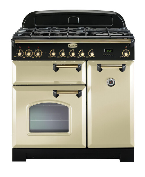 Falcon Classic Deluxe 90cm Dual Fuel Range Cooker Cream Brass CDL90DFCRB